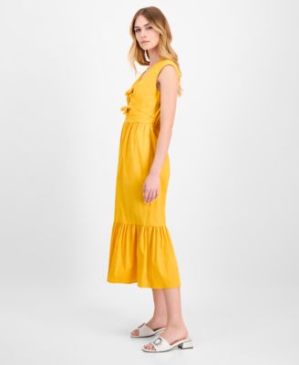 Women's Bow-Front Sleeveless Midi Dress