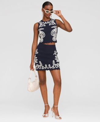 売れ筋商品|||アベックレフィレ カットソー トップス レディース Women's Seahorse Embroidery Sleeveless Shell Top Navy Embroidery Avec Les Filles Women's Seahorse Embroidery Sleeveless Shell