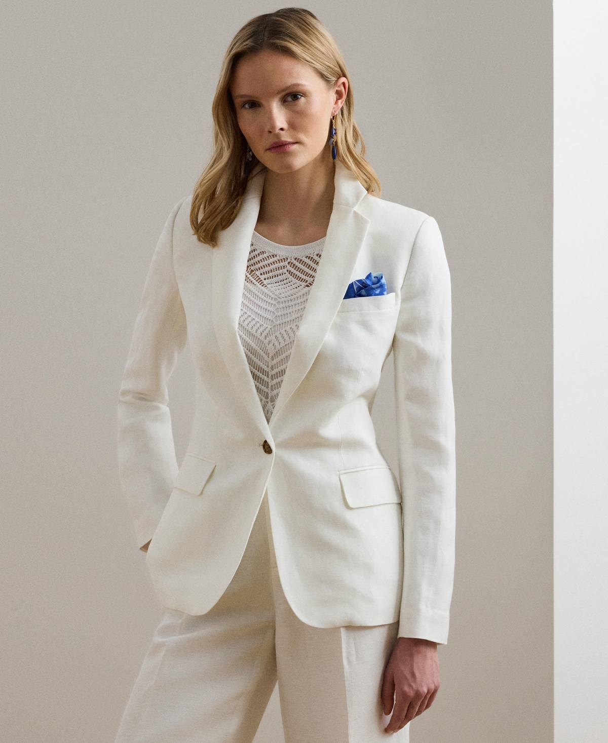 RALPH LAUREN WOMEN'S LINEN-BLEND TWILL BLAZER 