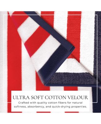 Oversized Cotton Stripe Border Beach Towel