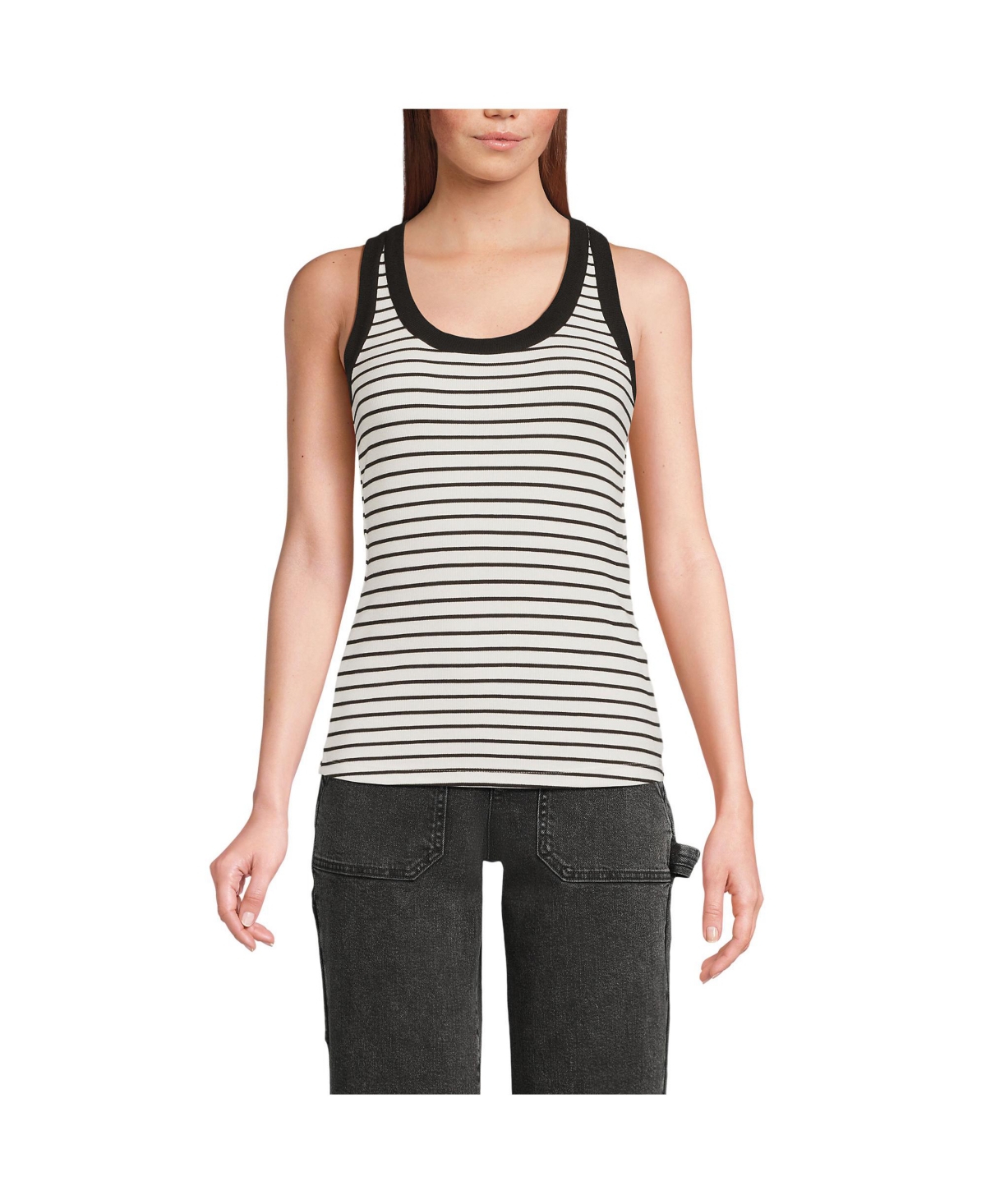 Women's Drapey Rib Fitted Tank Top - Sunset coral pink