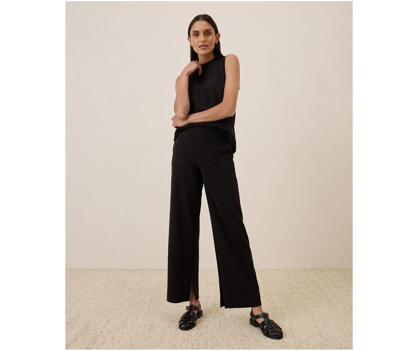 Женские брюки Pact Organic Cotton Airplane Wide Leg - 29" Inseam, цвет: Чёрный — фото 2