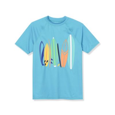 Big Boys Husky Chlorine Resistant Short Sleeve Crew Neck UPF 50 Rash Guard