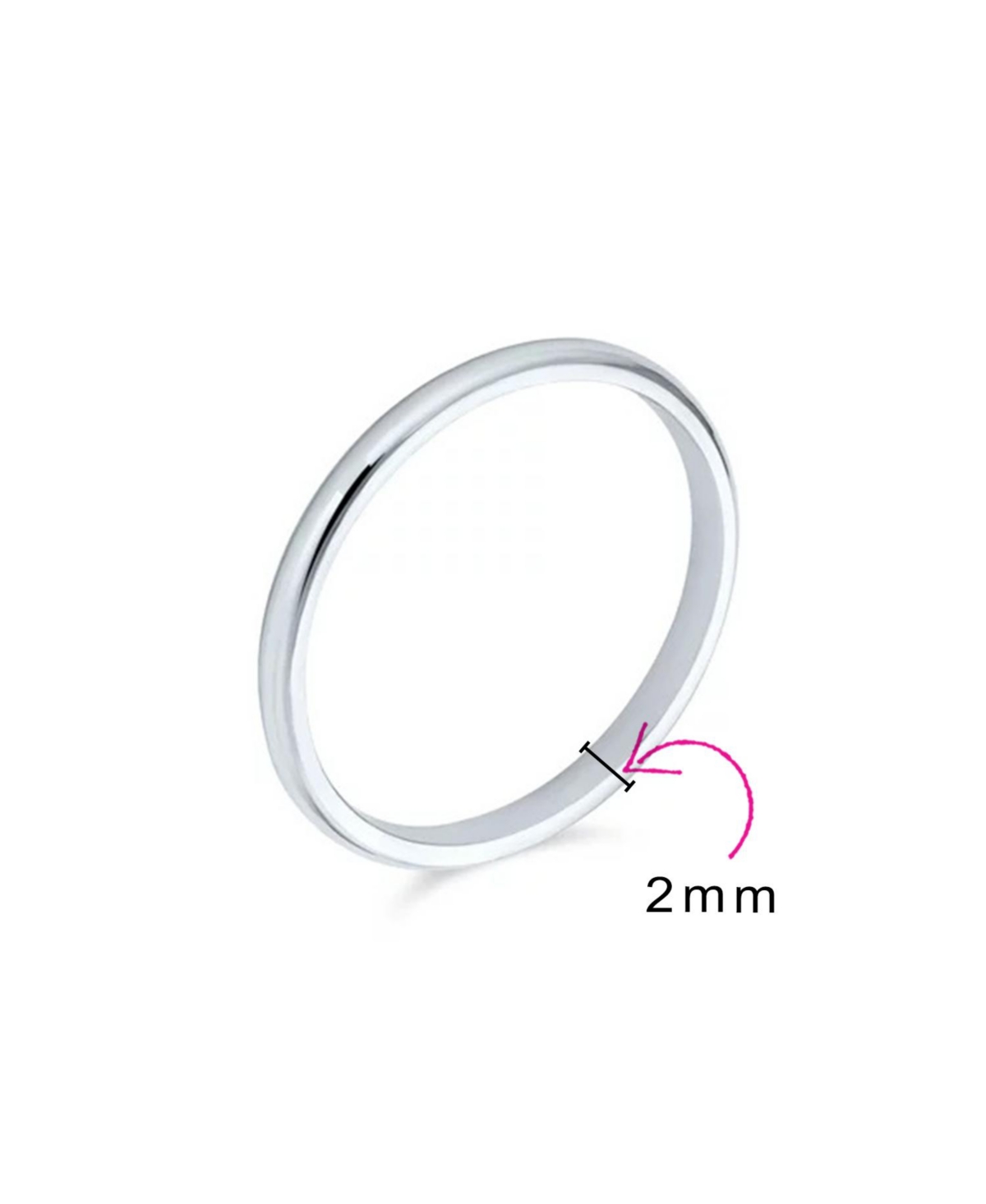 Bling Jewelry Simple Minimalist Thin Stackable .925 Sterling Silver Couples Eternity Band Ring 2MM
