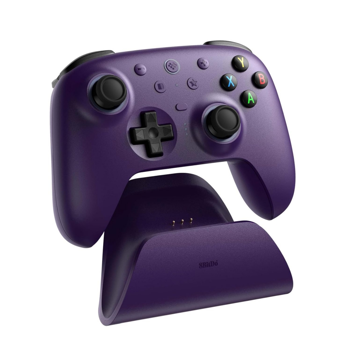 8BitDo Ultimate 2 Bluetooth Wireless Controller with Hall Effect Triggers, Tmr Joysticks and Integrated Charging Dock - Purple - 81HE03