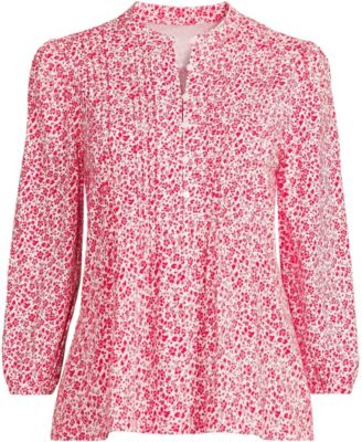 Women's Lightweight Jersey Button Pintuck Top