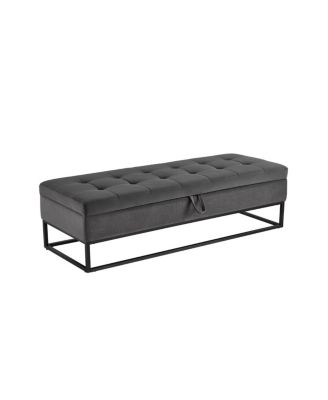 Tufted Velvet Metal Base Upholstered Storage Bench