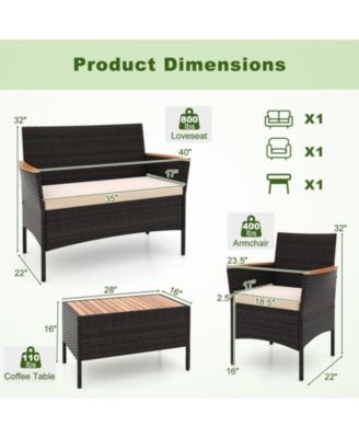 8 Piece Outdoor Patio Rattan Furniture Set Rattan Conversation Set w/ Chairs & Loveseat