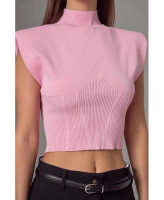 Women's Mock Neck Padded Knit Top