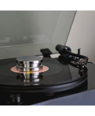 Cork Platter Mat & 760g Steel LP Stabilizer with Velvet Pad – Turntable Accessory for Vibration Damping (RW02