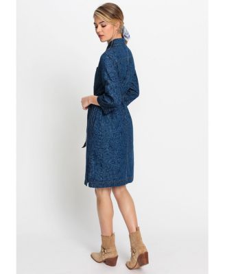 Women's Paisley Denim Shirt Dress