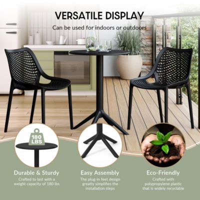23.5" Outdoor Polypropylene Resin Round Patio Bistro Dining Table for 2