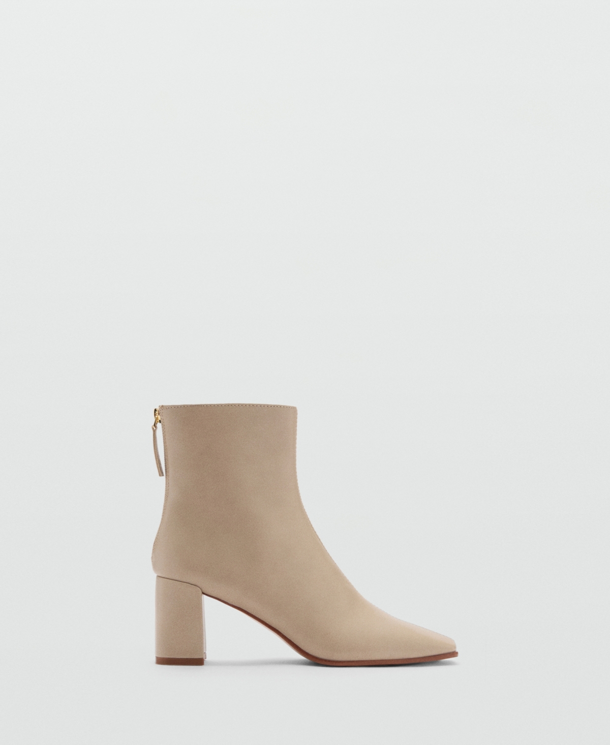 Mango Block Heel Bootie In Nude