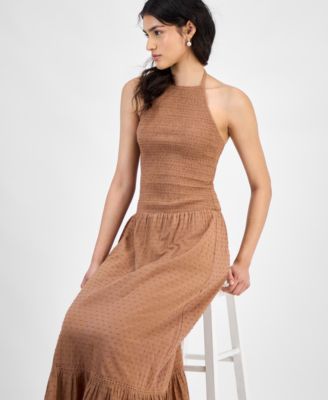 Women's Cotton Smocked Halter Maxi Dress, Exclusively at Macy's