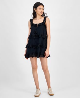 And Now This - Women's Eyelet Cotton Tiered Mini Dress, Exclusively at Macy's