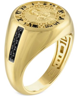 Men's God of Time Gold-Tone Sterling Silver Ring