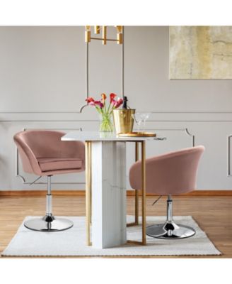 360 Degree Swivel Makeup Stool Accent Chair with Round Back and Metal Base