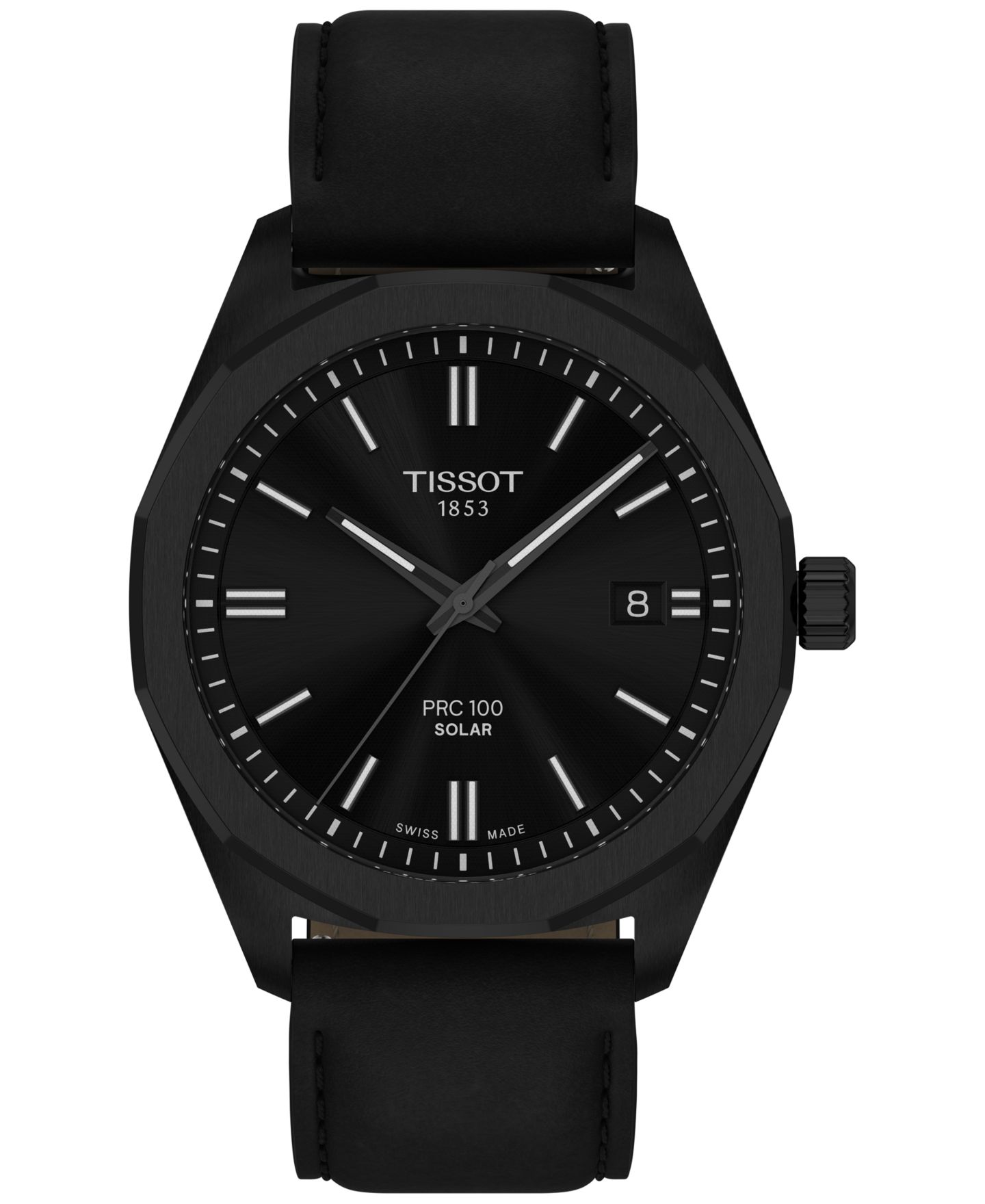 Мужские часы Tissot Swiss PRC 100 Solar Quartz Black-Tone Stainless Steel Bracelet Watch 39mm — фото 6