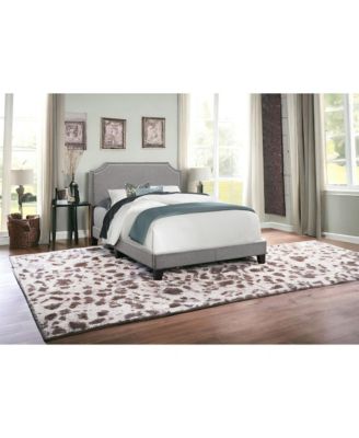 Modern Full Upholstered Bed Frame in Faux Leather with Wood Support