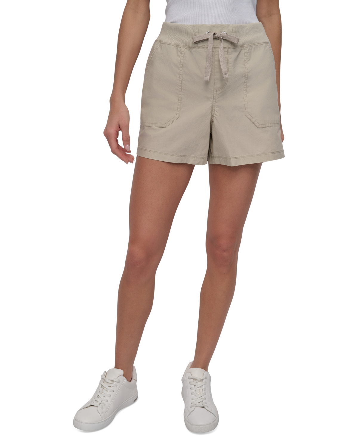 Sport Women's Cotton Twill Rib-Waistband Cargo Shorts - Black
