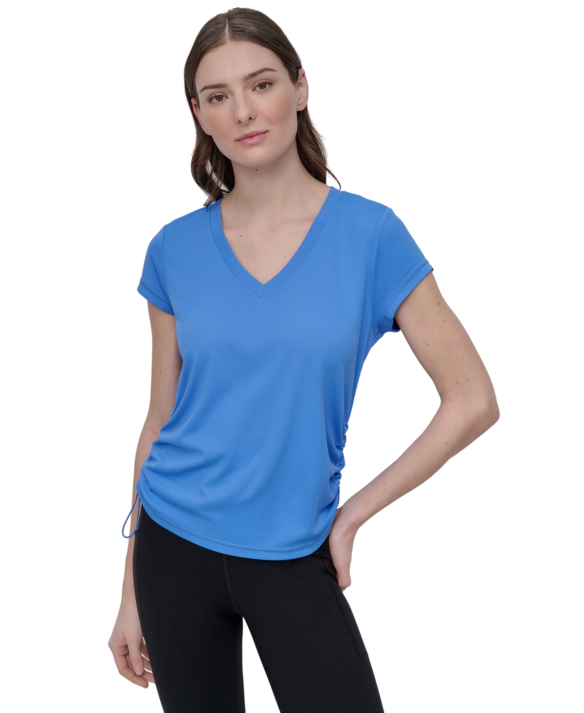 Dkny Sport Women's Crewneck Short-sleeve Side-ruched Top