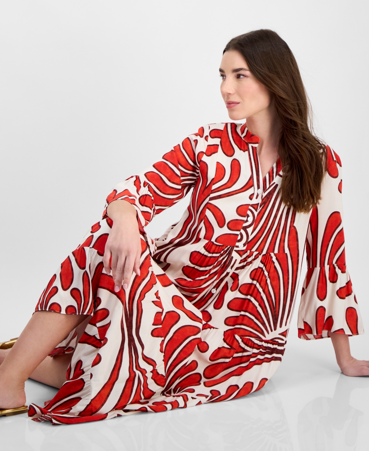Shop T Tahari Women's Printed Tiered Shift Dress