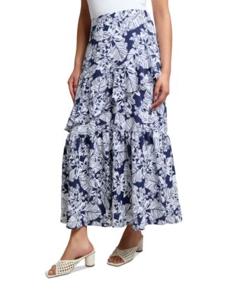 Petite Printed Ruffled Maxi Skirt