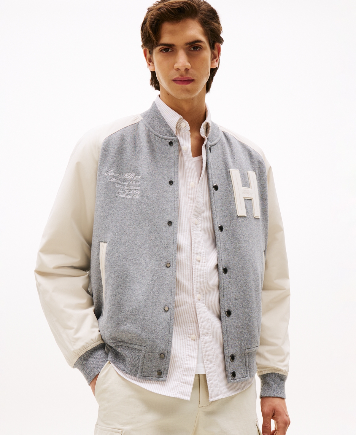 Men's Varsity Logo Bomber Jacket - Authentic Marl / Newsprint