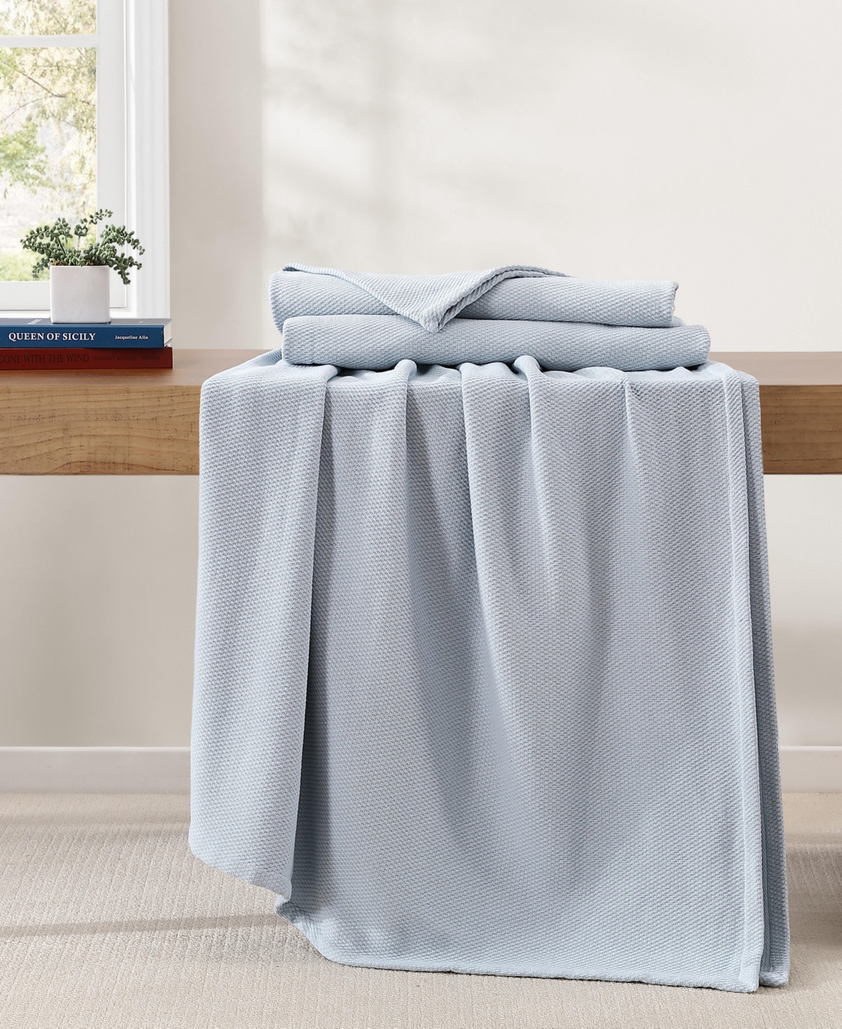 Tommy Hilfiger Pique Solid Cotton Blanket, King