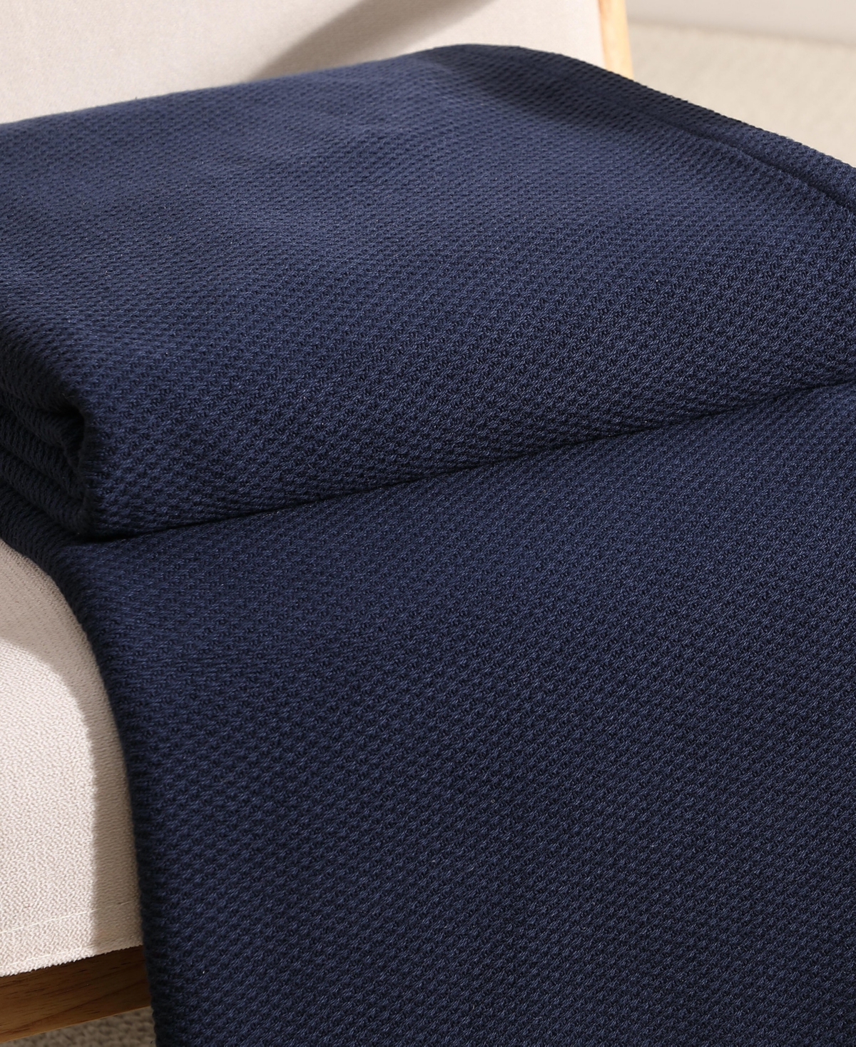 Tommy Hilfiger Pique Solid Cotton Blanket, Full/queen