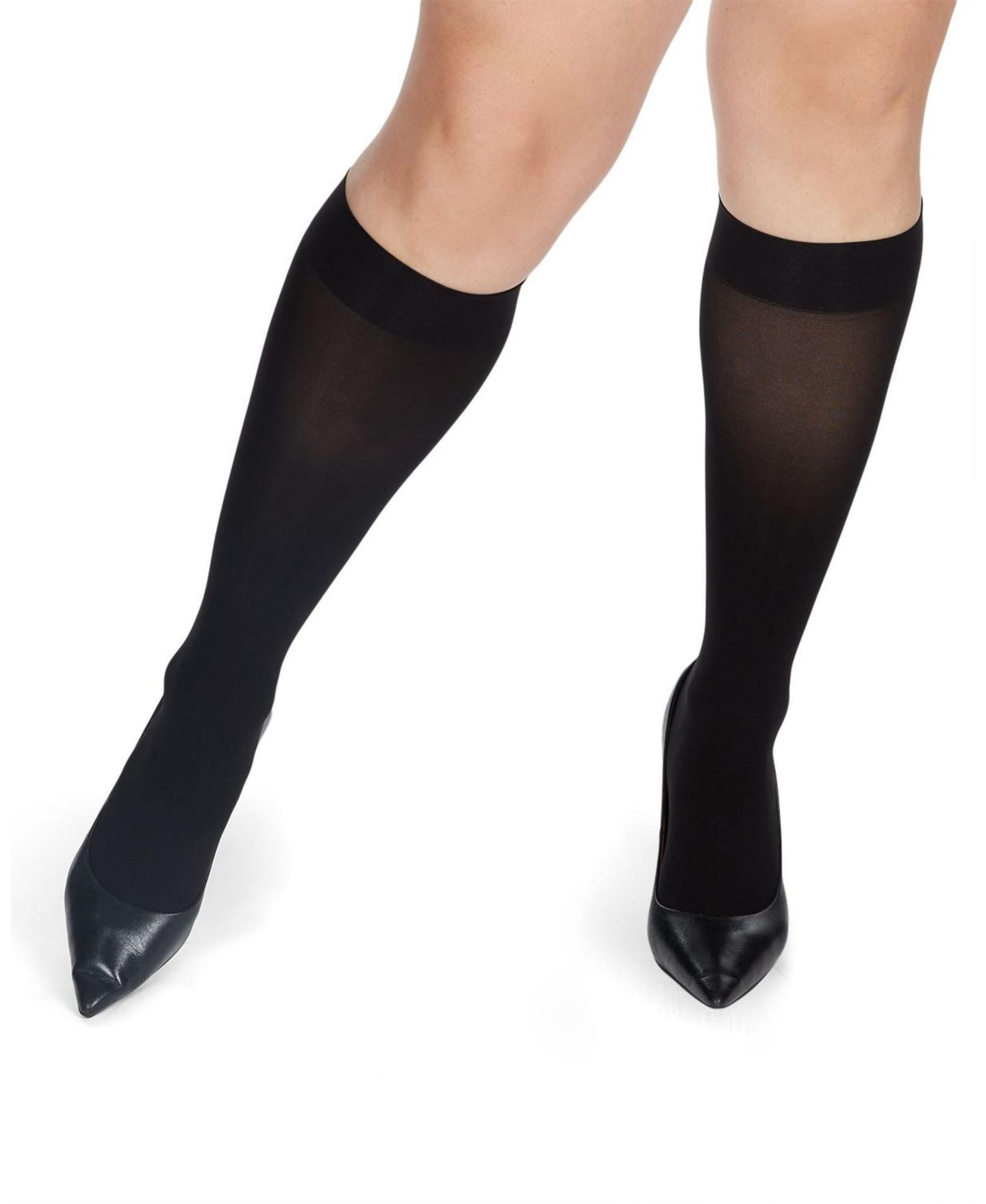 MeMoi Women's Microfiber Opaque 40 Denier Knee Highs MM-480, цвет: Чёрный — фото 4