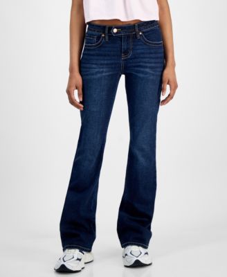 Juniors' Low-Rise Extended-Tab Bootcut Jeans