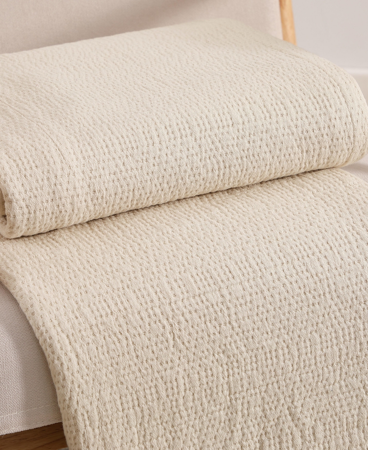 Tommy Hilfiger Running Stitch Solid Cotton Blanket, Twin