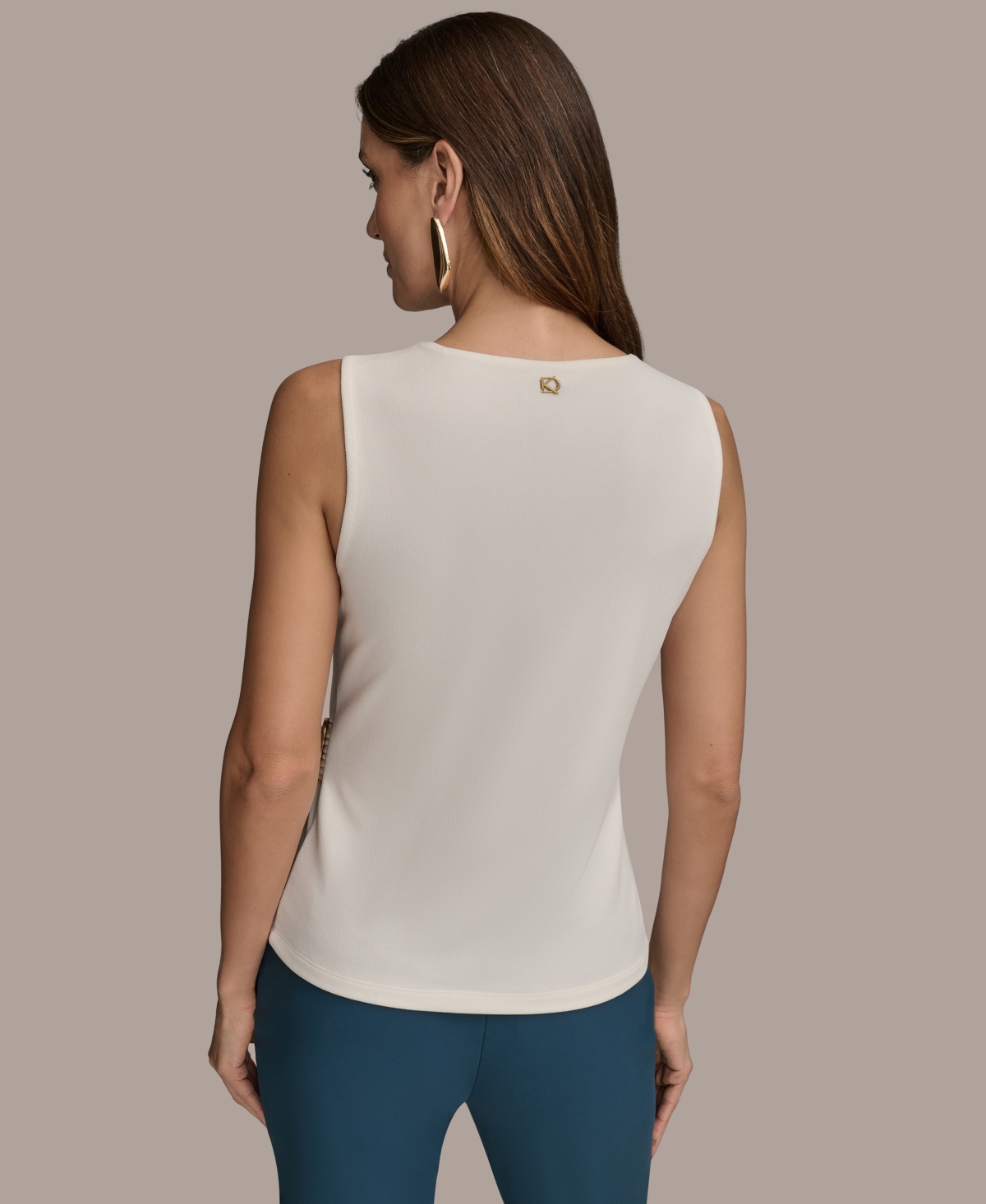 Shop Donna Karan Women's Sleeveless Asymmetric Neckline Top, Regular & Petite Sizes