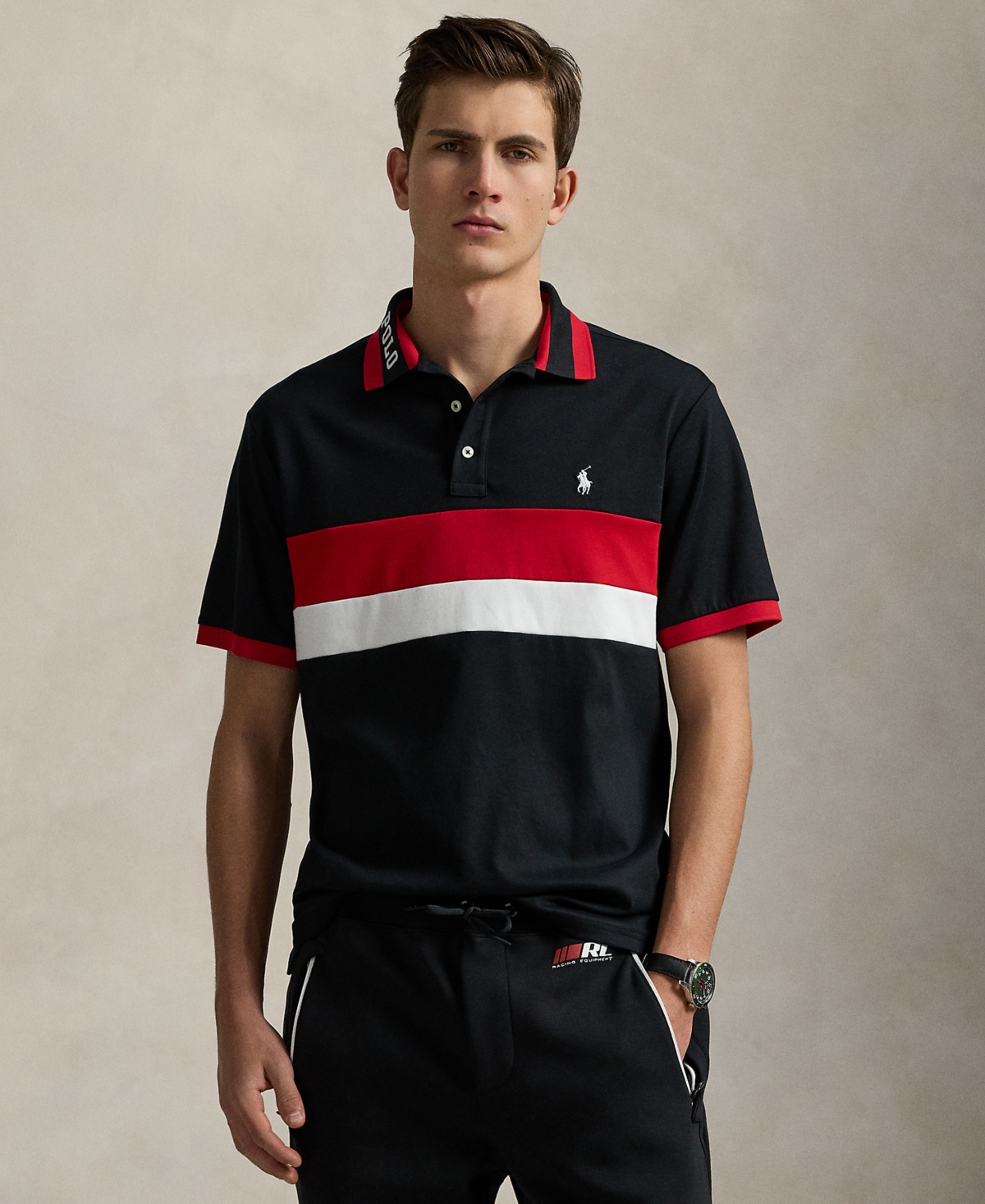 Polo Ralph Lauren Men's Classic-Fit Striped Soft Cotton Polo - Polo Black Multi