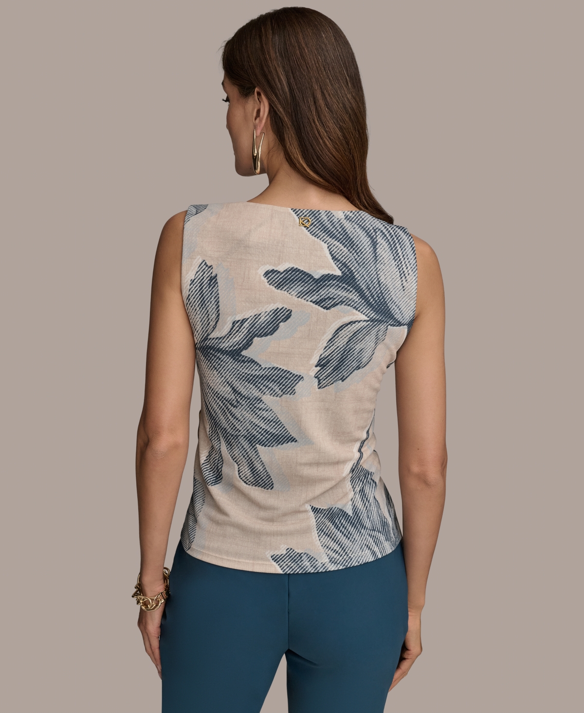 Donna Karan Women's Printed Asymmetric Sleeveless Top In Multi