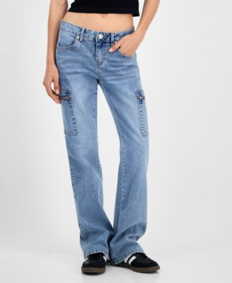 Juniors' Low Rise Cargo Bootcut Jeans