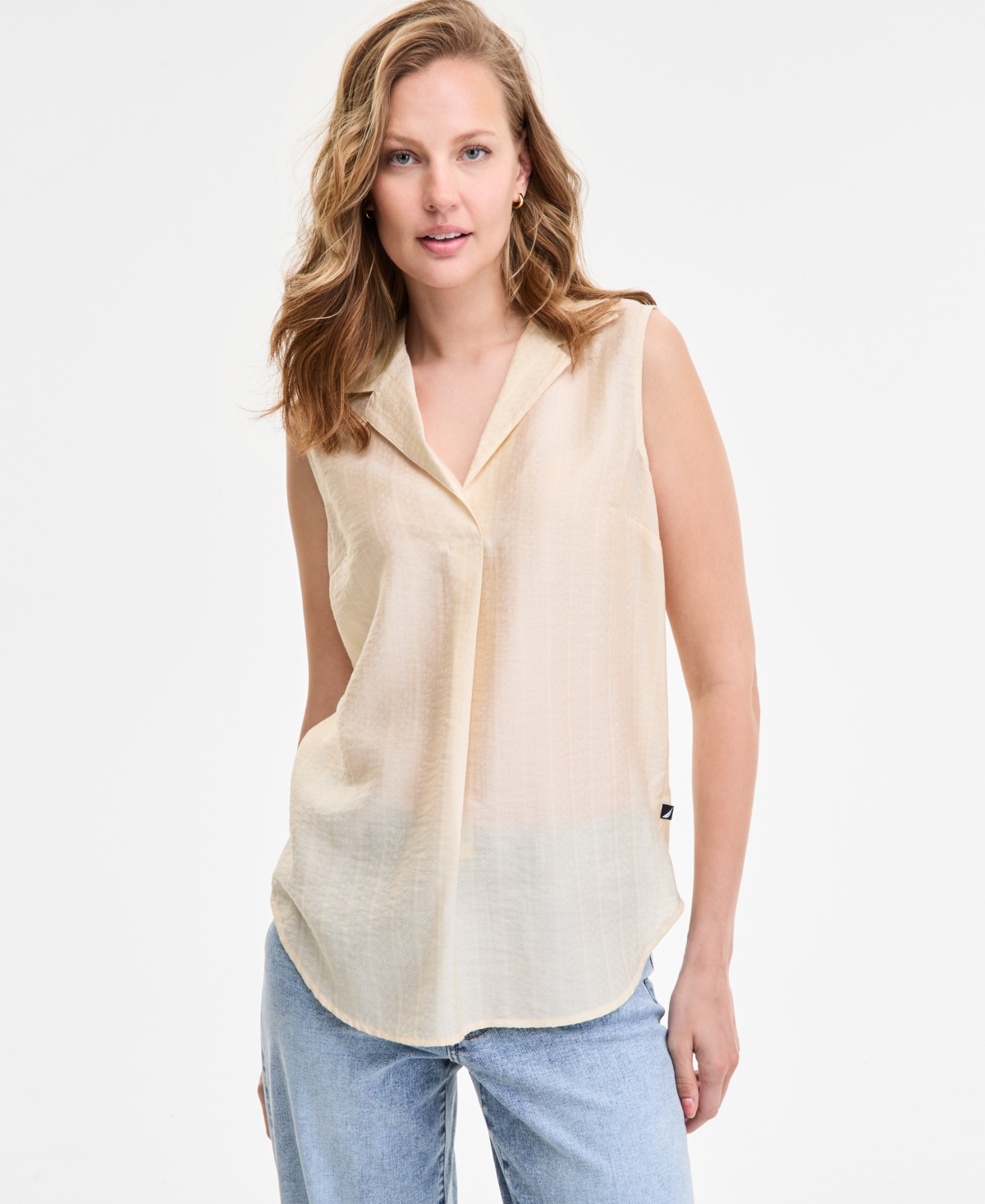 Women's Dobby Sleeveless Popover Top - Whitecap