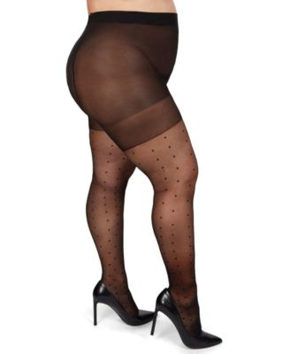 Women's Pindot Sheer Curvy Control Top Tights MM-2301	