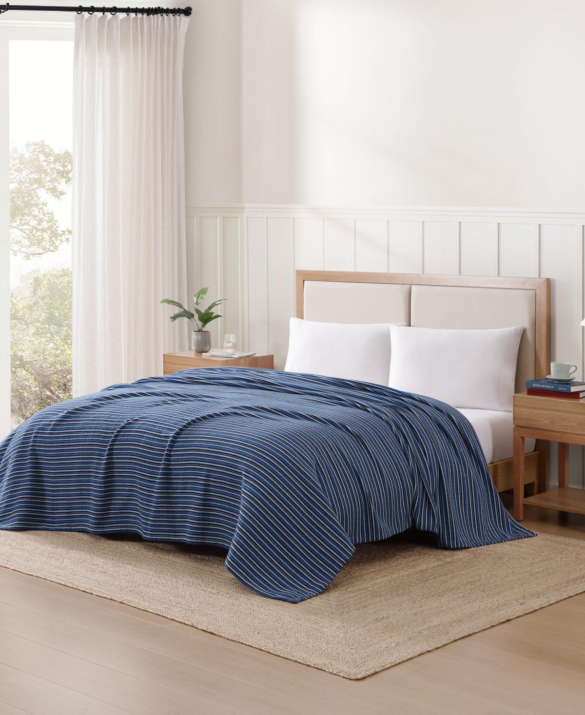 Tommy Hilfiger Nantucket Stripe Cotton Blanket, Twin