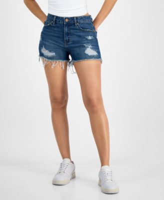 Juniors' Frayed-Hem Destructed Shorts