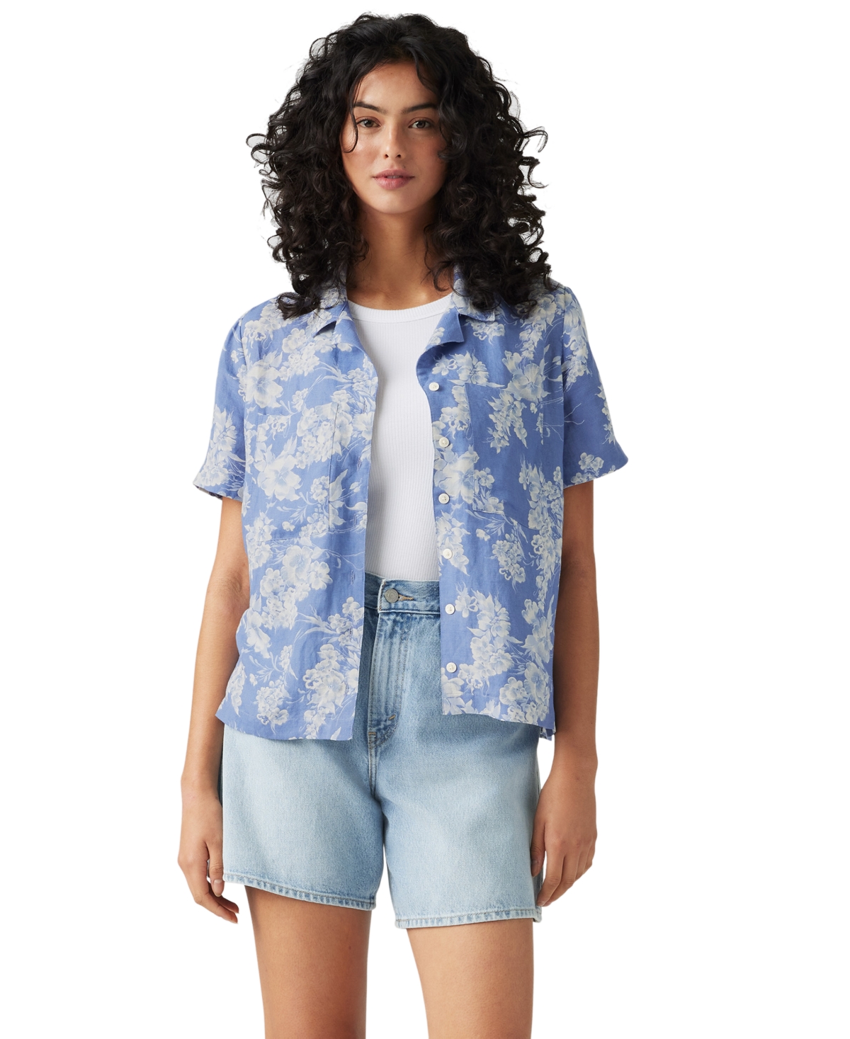 LEVI'S WOMEN'S COTTON SONNY SHORT-SLEEVE CAMP SHIRT 