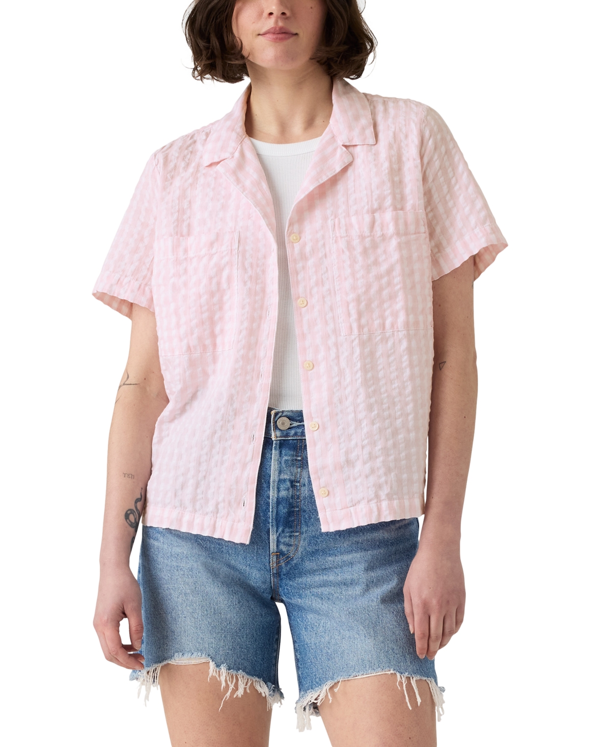 LEVI'S WOMEN'S COTTON SONNY SHORT-SLEEVE CAMP SHIRT 
