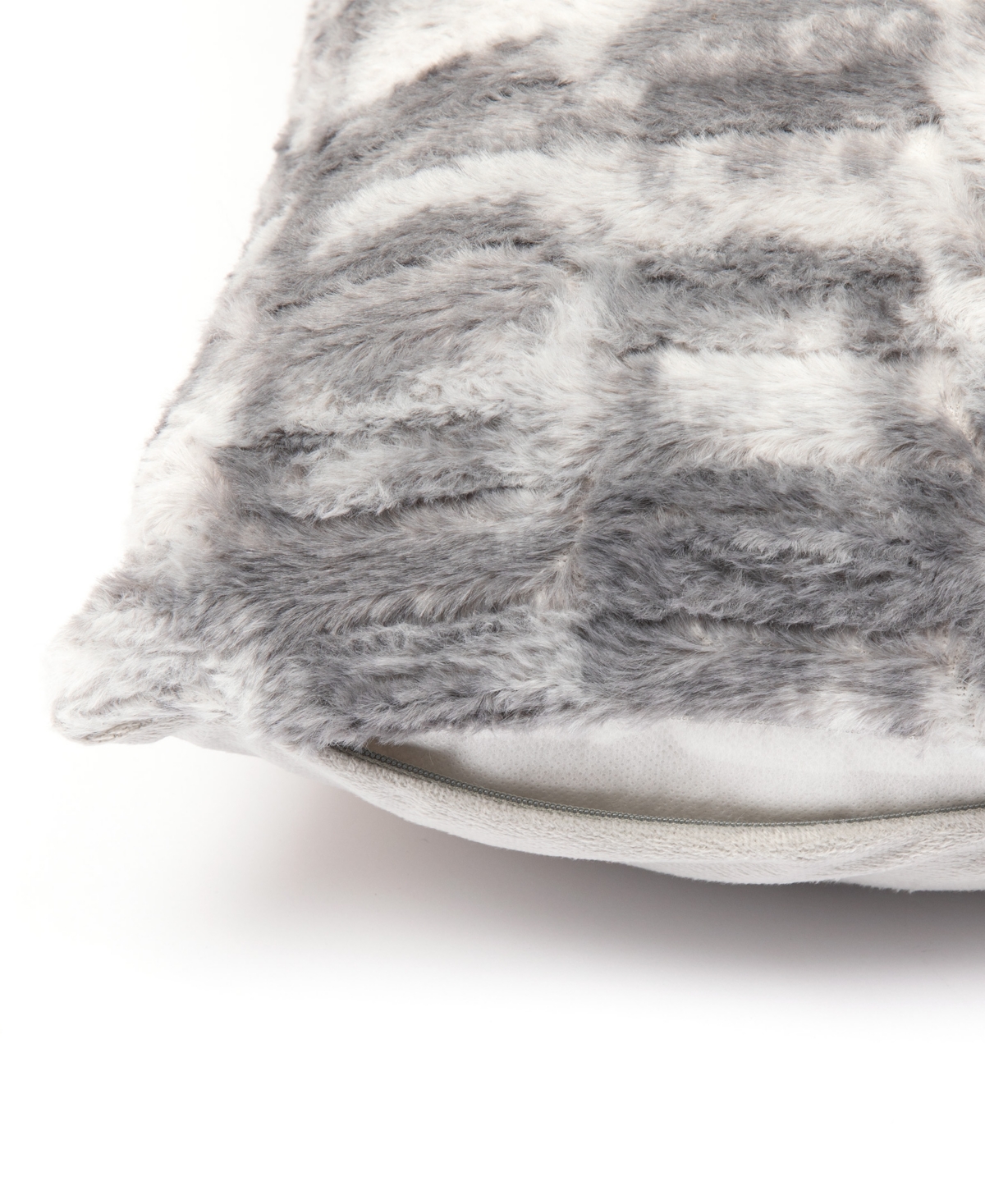 Cheer Collection Decorative Faux Fur Pillow Set, 12" X 20" In Gray