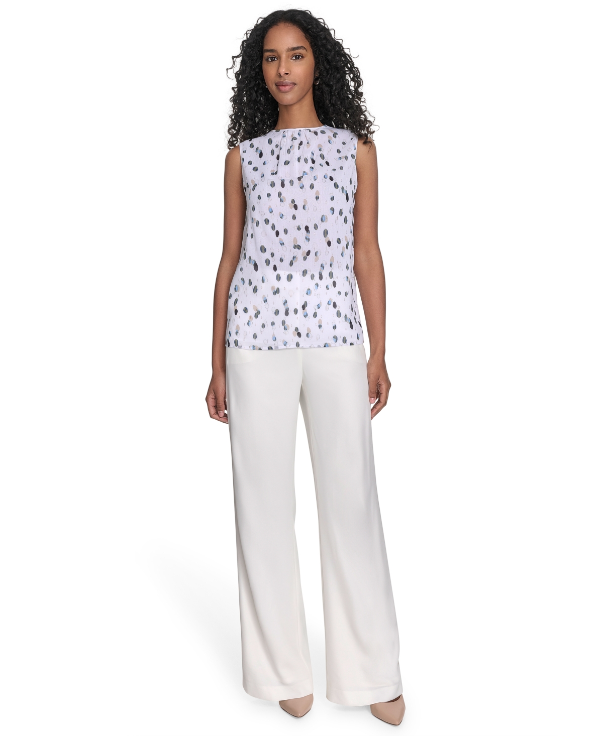 Shop Calvin Klein Women's Printed Sleeveless Blouse