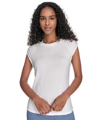 Calvin Klein - Women's Crewneck Ruched-Sleeve Top