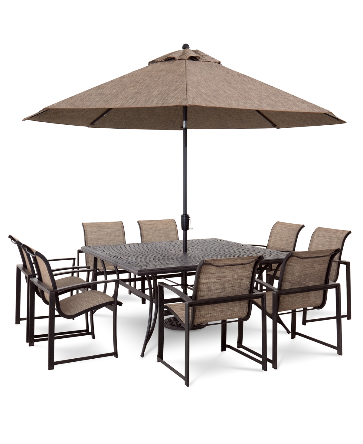 Agio Wythburn Outdoor Dining 9pc Set (64" Square Table & 8 Sleek Sling Dining Chairs), Created For Macy's