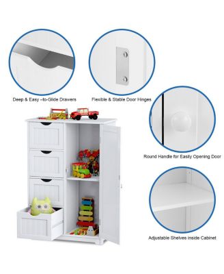 Bathroom Floor Cabinet Storage Organizer Cupboard w/ 4 Drawers Adjustable Shelf