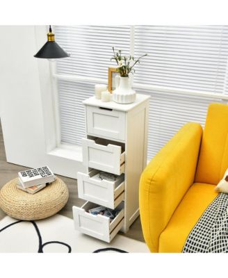 Bathroom Floor Cabinet Free-Standing Side Storage Organizer w/ 4 Drawers