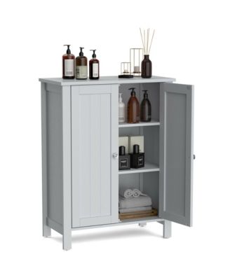 2-Door Bathroom Floor Storage Cabinet Space Saver Organizer